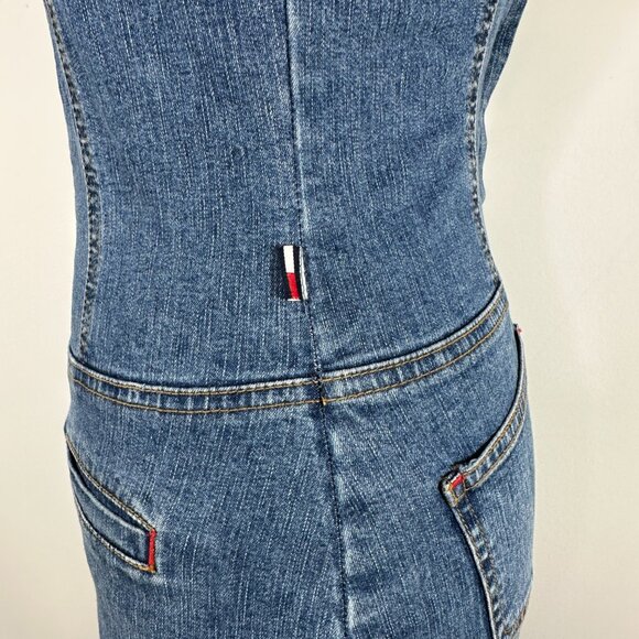 Vintage Y2K Tommy Hilfiger Denim Mini Dress Fitted Stretch Americana Size XS - Picture 5 of 12